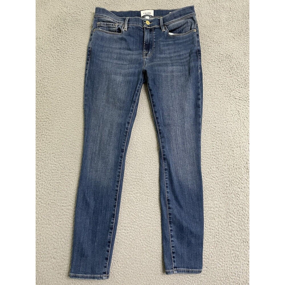 $198 Frame Women's Blue Le Skinny De Jeanne Faded Denim Pants Jeans Size 29